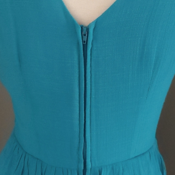 Turquoise Blue Fully Lined Dress with Layered Skirt Sz 9 - Picture 6 of 9